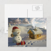 Cartes Pour Fêtes Annuelles Loger dans la neige à Noël (Devant / Derrière)