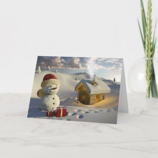 Cartes Pour Fêtes Annuelles Loger dans la neige à Noël (Devant)