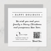Cartes Pour Fêtes Annuelles Logo blanc noir affaires code QR Noël Simple (Devant / Derrière)