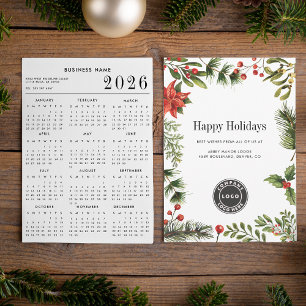 Cartes Pour Fêtes Annuelles Logo d'affaires Noël et calendrier 2026