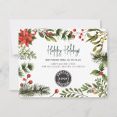 Cartes Pour Fêtes Annuelles Logo d'affaires Noël Vacances vertes (Devant)