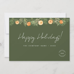 Cartes Pour Fêtes Annuelles logo de guirlande orange botanique vert aquarelle