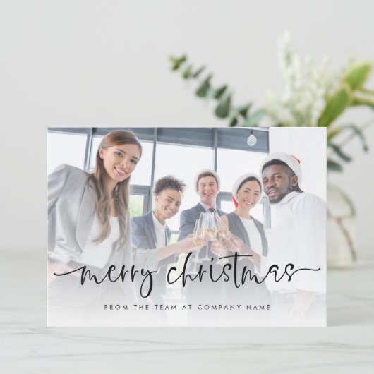 Cartes Pour Fêtes Annuelles Logo de l'entreprise Ajouter photo Joyeux Noël Scr (Debout devant)