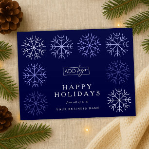 Cartes Pour Fêtes Annuelles Logo de l'entreprise Christmas Snowflakes Marine C