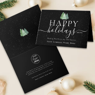 Cartes Pour Fêtes Annuelles Logo de l'entreprise des arbres de Noël modernes