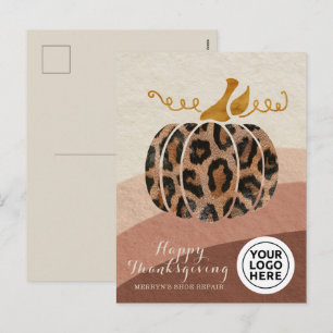 Cartes Pour Fêtes Annuelles Logo de l'entreprise Thanksgiving Boho Leopard Cit