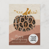 Cartes Pour Fêtes Annuelles Logo de l'entreprise Thanksgiving Boho Leopard Cit (Devant)