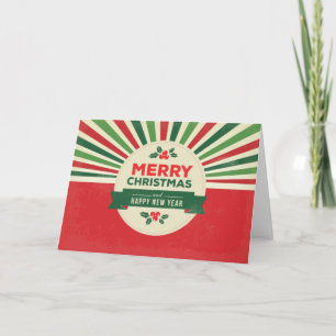 Cartes Pour Fêtes Annuelles Logo de Promo Business Red Green Sunburst Christma