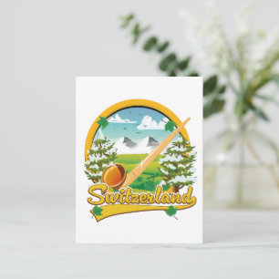 Cartes Pour Fêtes Annuelles logo de voyage rétro alphorn Suisse