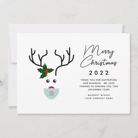 Cartes Pour Fêtes Annuelles Logo d'entreprise 2022 Reindeer de Noël client (Devant)