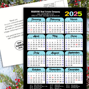 Cartes Pour Fêtes Annuelles Logo d'entreprise 2025 Calendrier Black Blue Minim