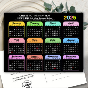 Cartes Pour Fêtes Annuelles Logo d'entreprise 2025 Calendrier moderne noir col