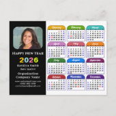 Cartes Pour Fêtes Annuelles Logo d'entreprise 2026 Calendrier moderne noir col (Devant)