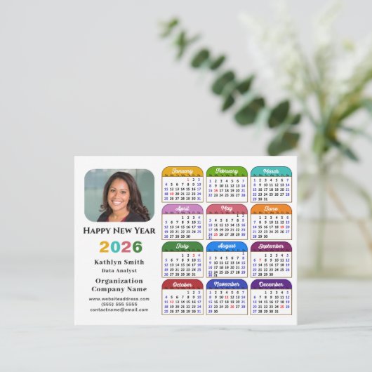 Cartes Pour Fêtes Annuelles Logo d'entreprise 2026 Calendrier moderne noir col (Debout devant)