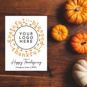 Cartes Pour Fêtes Annuelles Logo d'entreprise de couronne de Thanksgiving simp