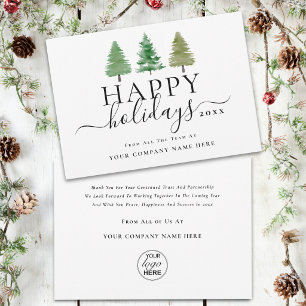 Cartes Pour Fêtes Annuelles Logo d'entreprise Joyeuses Fêtes Arbres de Noël