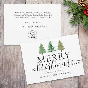 Cartes Pour Fêtes Annuelles Logo d'entreprise Joyeux Noël Pins