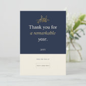 Cartes Pour Fêtes Annuelles Logo d'entreprise minimaliste Navy Gold Berry (Debout devant)