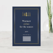 Cartes Pour Fêtes Annuelles Logo d'entreprise minimaliste Navy Or Arbres (Devant)