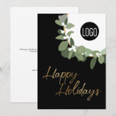 Cartes Pour Fêtes Annuelles Logo d'entreprise moderne Happy Holidays vertical (Devant / Derrière)