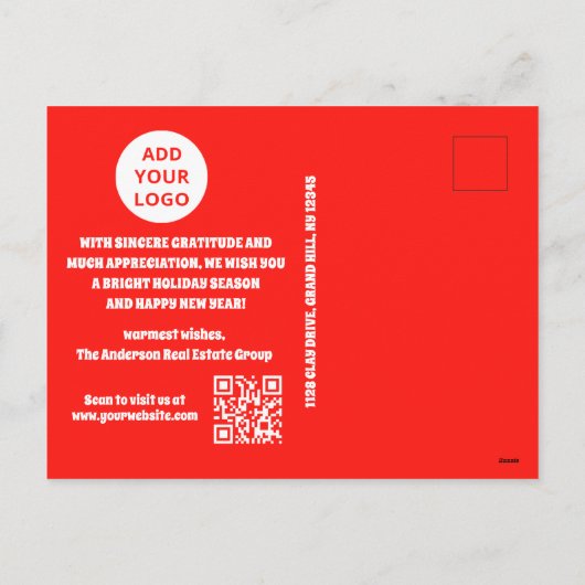 Cartes Pour Fêtes Annuelles Logo d'entreprise moderne modifiable QR Code Noël (Dos)