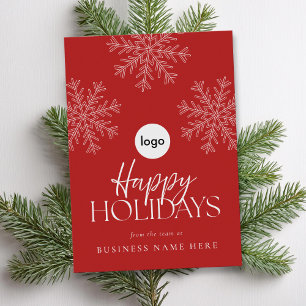 Cartes Pour Fêtes Annuelles Logo d'entreprise moderne Red White Snowflake