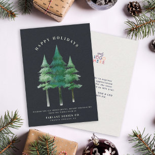 Cartes Pour Fêtes Annuelles Logo d'entreprise moderne Watercolor Festive Pine