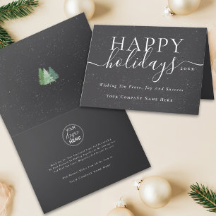 Cartes Pour Fêtes Annuelles Logo d'entreprise Noël Moderne Forêt de Neige en B