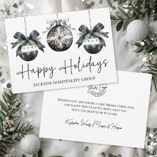 Cartes Pour Fêtes Annuelles Logo d'entreprise noir blanc Joyeux