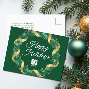 Cartes Pour Fêtes Annuelles Logo d'entreprise personnalisé Green Christmas Wre