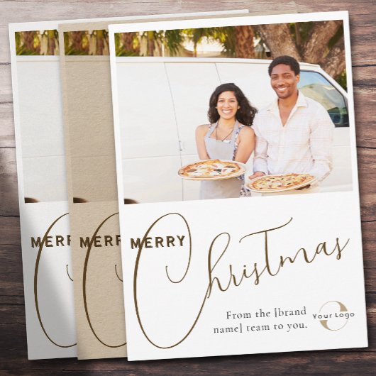 Cartes Pour Fêtes Annuelles Logo d'entreprise personnalisé, photo d'équipe et
