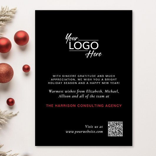 Cartes Pour Fêtes Annuelles Logo d'entreprise QR Code Rouge Cardinal Noël Noir
