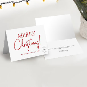 Cartes Pour Fêtes Annuelles Logo d'entreprise RED Script Joyeux Noël