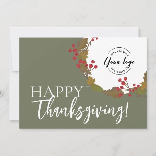 Cartes Pour Fêtes Annuelles Logo d'entreprise sur mesure bon thanksgiving Sage (Devant)