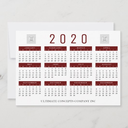 Cartes Pour Fêtes Annuelles Logo et nom de l'entreprise 2020 (Devant)