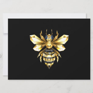 Cartes Pour Fêtes Annuelles Logo Faux Gold Foil Bee Polygonal sur Noir