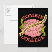 Cartes Pour Fêtes Annuelles Logo Funny Zombie College (Devant / Derrière)