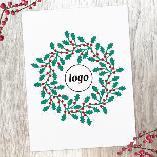 Cartes Pour Fêtes Annuelles Logo Holly Wreath Business