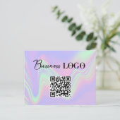 Cartes Pour Fêtes Annuelles Logo Holographique Entreprise Code QR (Debout devant)