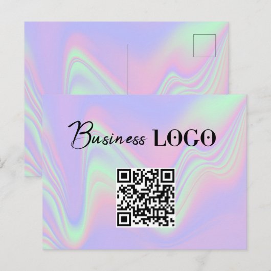 Cartes Pour Fêtes Annuelles Logo Holographique Entreprise Code QR (Devant / Derrière)