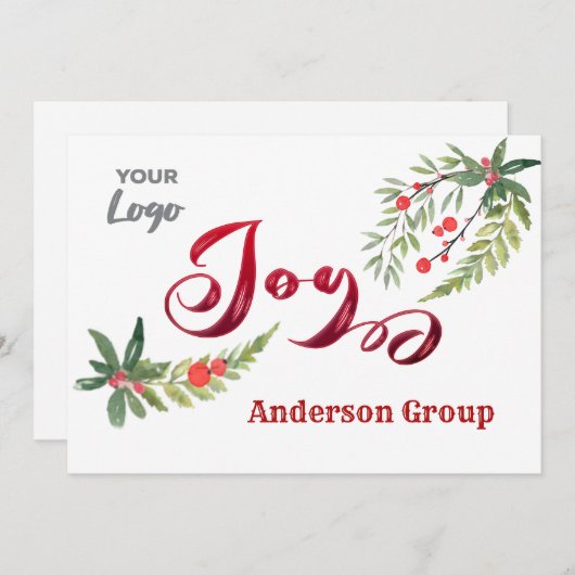 Cartes Pour Fêtes Annuelles Logo moderne calligraphie joie vacances botanique (Devant / Derrière)