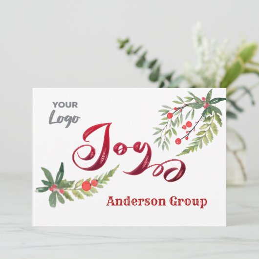 Cartes Pour Fêtes Annuelles Logo moderne calligraphie joie vacances botanique (Debout devant)