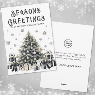 Cartes Pour Fêtes Annuelles Logo noir blanc Noël d'affaires