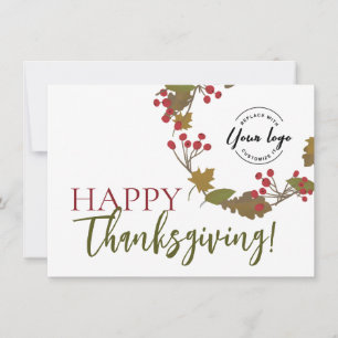 Cartes Pour Fêtes Annuelles Logo personnalisé Feuilles d'automne Bon thanksgiv