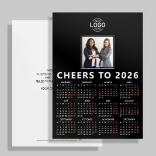 Cartes Pour Fêtes Annuelles Logo Photo Black Sleek Calendar 2026 Business