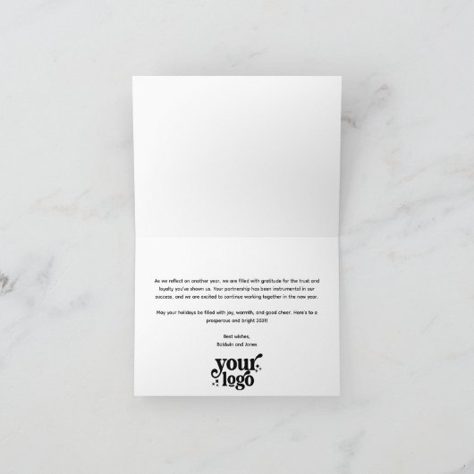 Cartes Pour Fêtes Annuelles Logo professionnel de Noël photo pliée (Intérieur)