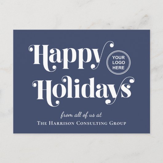 Cartes Pour Fêtes Annuelles Logo professionnel QR Code Bleu Noël (Devant)