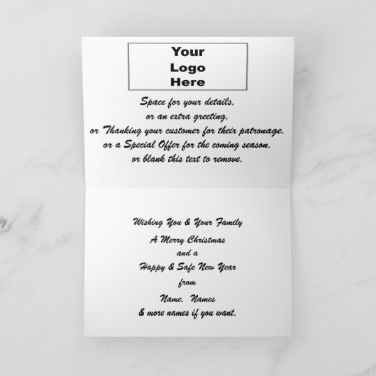 Cartes Pour Fêtes Annuelles Logo & Promo Business Joyeux voeux de Noël (Intérieur)