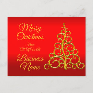 Cartes Pour Fêtes Annuelles Logo Promo Business Red avec arbre jaune Noël