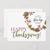 Cartes Pour Fêtes Annuelles Logo sur mesure bon thanksgiving Foliting d'automn (Devant / Derrière)